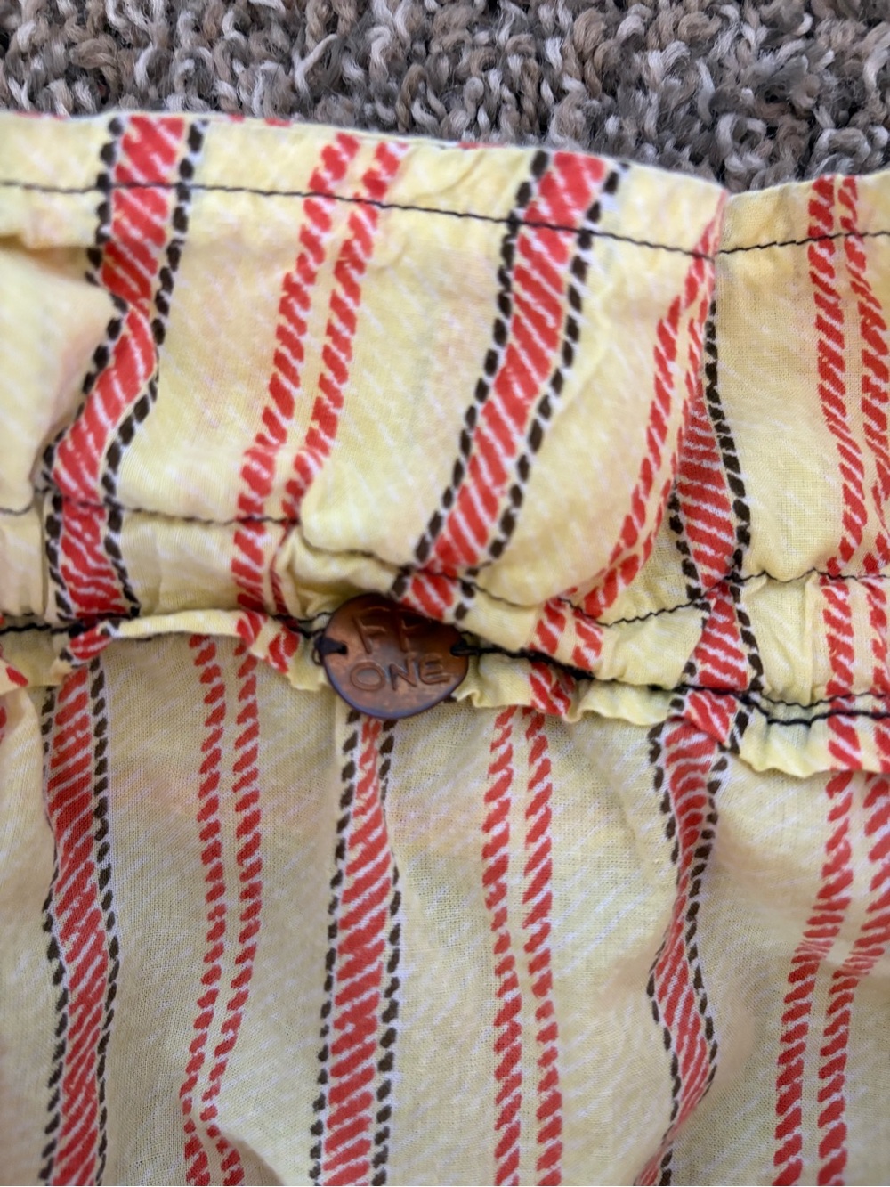 Free People One Natalia Striped Midi Skirt Yellow Rise Tie Waist small - Picture 6 of 7